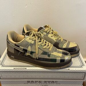 Vintage BAPE STA Beige Checkered Sneakers